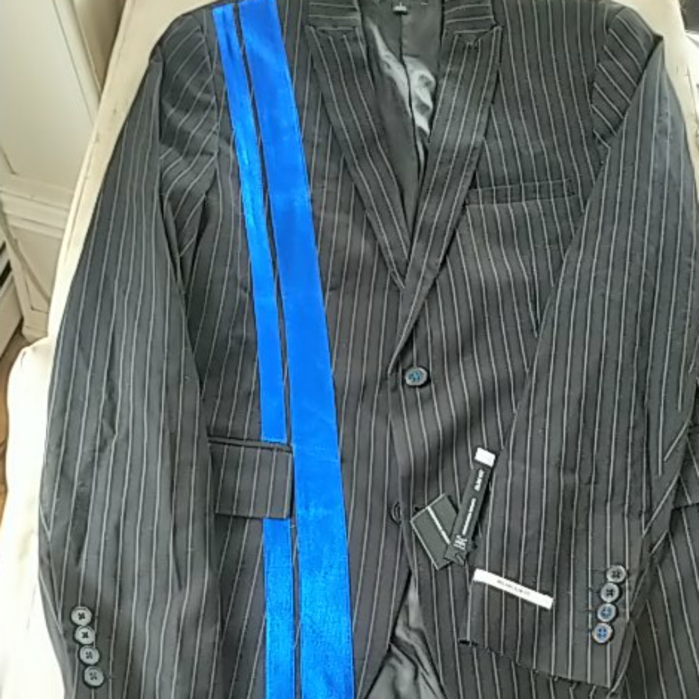 Blue striped suit coat